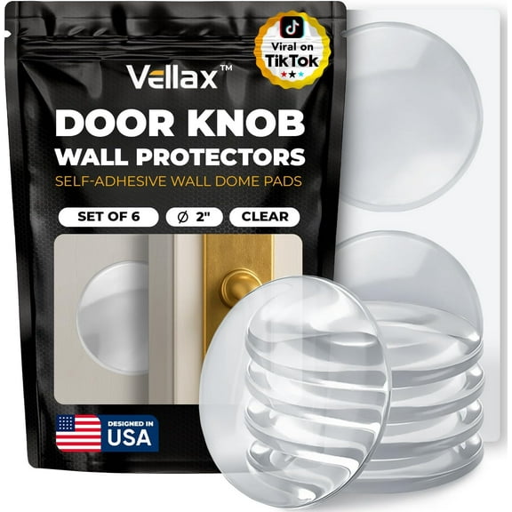 Vellax Clear Door Stopper Wall Protector 2" Set 6 Pcs Door Bumper with Self Strong Adhesive for Stopping Wall Damage & Noise