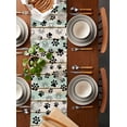 thumbnail image 2 of Sage Green Beige Farmhouse Table Runner 90 Inches, Black Dog Paw Vintage Wooden Bed Runner Dresser Scarves Tabletop for Indoor Outdoor Parties/Ceremony/Banquet, 13" x 90", 2 of 8