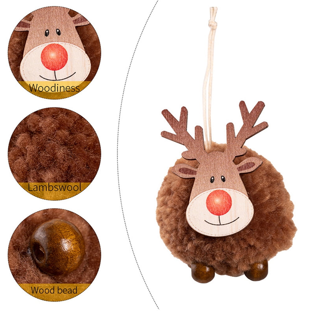 6PCS Wooden Christmas Ornaments with Holes, Christmas Crafts Wooden  Ornaments to Paint Hanging Decor,Funny Christmas Moose Head Print