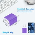 thumbnail image 2 of USB Charger Block,FiveBox USB Wall Charger Block with 3PACK Android Type C USB C Charging Cables 6ft 3.1A Three Port USB Wall Charger Adapter USB Brick Phone Charger Plug Fast Charging Block(Purple), 2 of 8