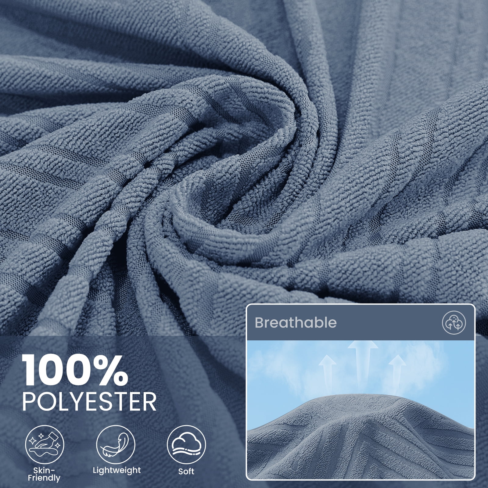 JIATER Couch Covers for L Shaped Sectional Sofa Covers 2-Piece Stretch Throw Sofa Slipcovers,Blue