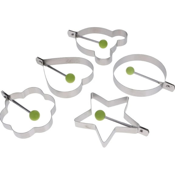 5pcs Set Fried Egg Rings Mold Non Stick for Griddle Pan, Egg Shaper Pancake Maker with Handle, Stainless Steel Egg Form for Frying Cooking