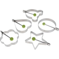 5pcs Set Fried Egg Rings Mold Non Stick for Griddle Pan, Egg Shaper Pancake Maker with Handle, Stainless Steel Egg Form for Frying Cooking