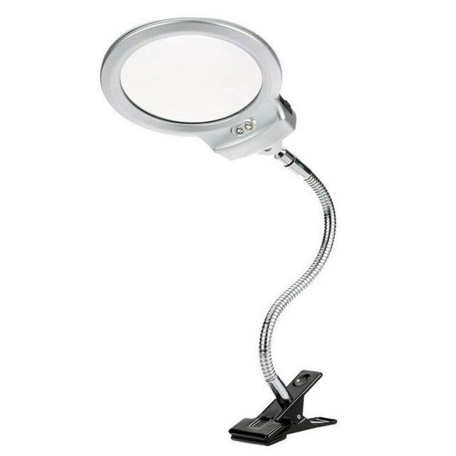 Lámpara de lupa LED con clip Lámpara de lectura de escritorio con luz de cuello de cisne de metal para oficina en casa