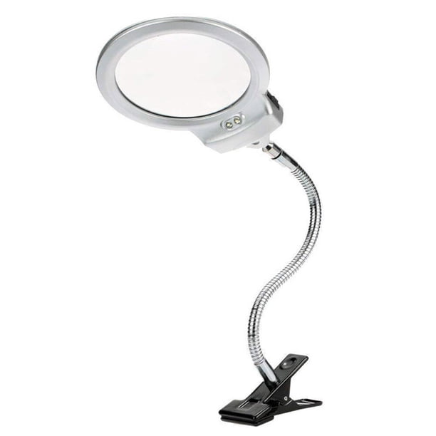 Lámpara de lupa LED con clip Lámpara de lectura de escritorio con luz de cuello de cisne de metal para oficina en casa