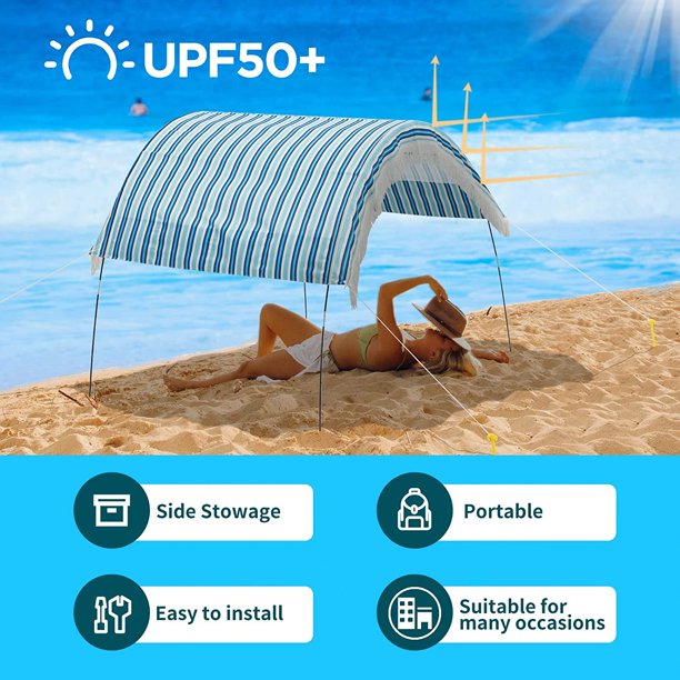Beach Shade Canopy,Sun Shade Beach Tent with UPF 50+ UV Protection,Beach Canopy 9FT,Outdoor