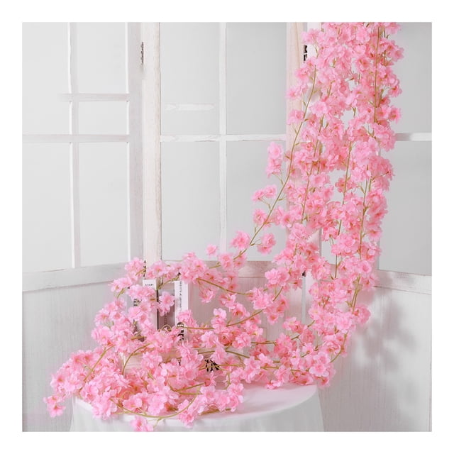 Flor De Seda Colgante Simulada, Guirnalda De Sakura Falsa Hecha A Mano, Decoración De Ratán De Flores Artificiales Para Bodas, Fiestas, Hogar, Jardín, Restaurantes, Balcón