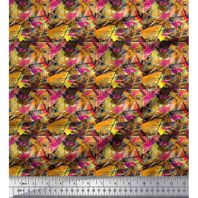 Soimoi Japan Crepe Satin Fabric Animal Skin Abstract Print Fabric by Yard 42 Inch Wide