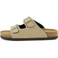 thumbnail image 3 of VENECORE Verano Women's Cork Footbed Sandals Summer Comfortable Cushioned Slide Flat Slip-on, Café Latte, US 6M, 3 of 7