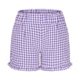 thumbnail image 4 of KDDYLITQ Womens Shorts Elastic High Waisted Wide Leg Loose Fit Trousers Plaid Ruffle Gym Sweat Pants Spring 2026 Travel Joggers with Pockets Purple M, 4 of 4