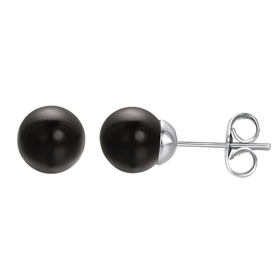 Vissen 10mm Black Pearl Stud Earrings for Women Silver pierced Dainty Small Earrings Fashion Jewelry