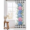 thumbnail image 3 of Sheer Curtains 108 Inches Long, Blue Pink Hydrangea Semi Sheer Curtains Light Filtering Window Treatment, Eucalyptus Leaves Summer Botanical Plaid Privacy Voile Drapes for Living Room 52x108 Inch, 3 of 7