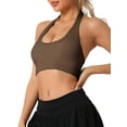 thumbnail image 5 of INSPIRE CHIC Womens Halter Backless Ribbed Sports Bras Workout Fitness Underwear L Brown, 5 of 5