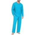 thumbnail image 2 of YNGKMEA Mens Pajama Set Elastic Waist Two Piece Sets 2026 Fall Pajamas Sleepwear Cozy Long Sleeve Daily Pjs with Pockets Blue M, 2 of 6