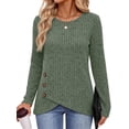 thumbnail image 4 of Fantaslook Casual Tops for Women Long Sleeve Shirts with Buttons Asymmetrical Hem Fall Blouses Crew Neck Tunic Top, 4 of 9