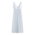 thumbnail image 2 of Defitshape Women's Victorian Nightgown Summer Sleeveless Pj Soft Comfy Sleep Dress Vintage Lightweight Ruched High Waisted Deep V Neck Long SleepwearNight Dress Light Blue Large, 2 of 5