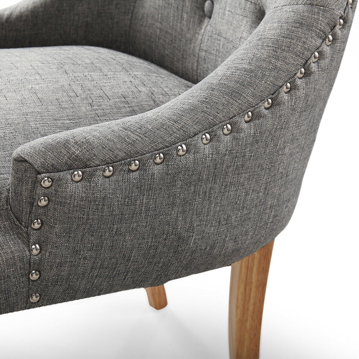 Kepooman Mid-century Dining Chairs Set of 2, Fabric Upholstery Tufted Buttons Dining Chairs for Kitchen - Gray Kepooman Mid-century Dining Chairs Set of 2, Fabric Upholstery Tufted Buttons Dining Chairs for Kitchen - Gray