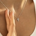 thumbnail image 2 of Turandoss 14K White Gold Plated Dainty Diamond Cross Pendant Necklace for Women Faith Jewelry Trendy Personalizedt First Communion Christian Religious Gifts for Her Girls, 2 of 6