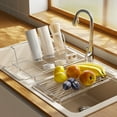 thumbnail image 4 of Kitchen Shelf Storage Dish Drainer Rack 2 Way Extendable Dishwasher (17.6 21.8 Inches (44.6 55.4 Cm) Adjustable Water Bottle Collapsible Slip Silicone Stainless Steel, 4 of 7