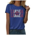 thumbnail image 2 of T-shirts pour Femmes, Couleur Unie, Imprimé Lettre, Col Rond, Manches Courtes, T-Shirt, Navy TTG, 2 of 4
