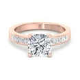 thumbnail image 2 of Denton - Moissanite Cushion Cut Lab Diamond Engagement Ring With Princess Cut Sidestones, 2 of 4