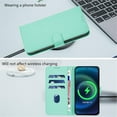 thumbnail image 4 of Wallet Case Compatible for iPhone 11 Pro, PU Leather Magnetic Closure Protective Flip Folio Case with 3 Card Holder and Wrist Strap Cover Women Men,Mint Green,For iPhone 11, 4 of 7