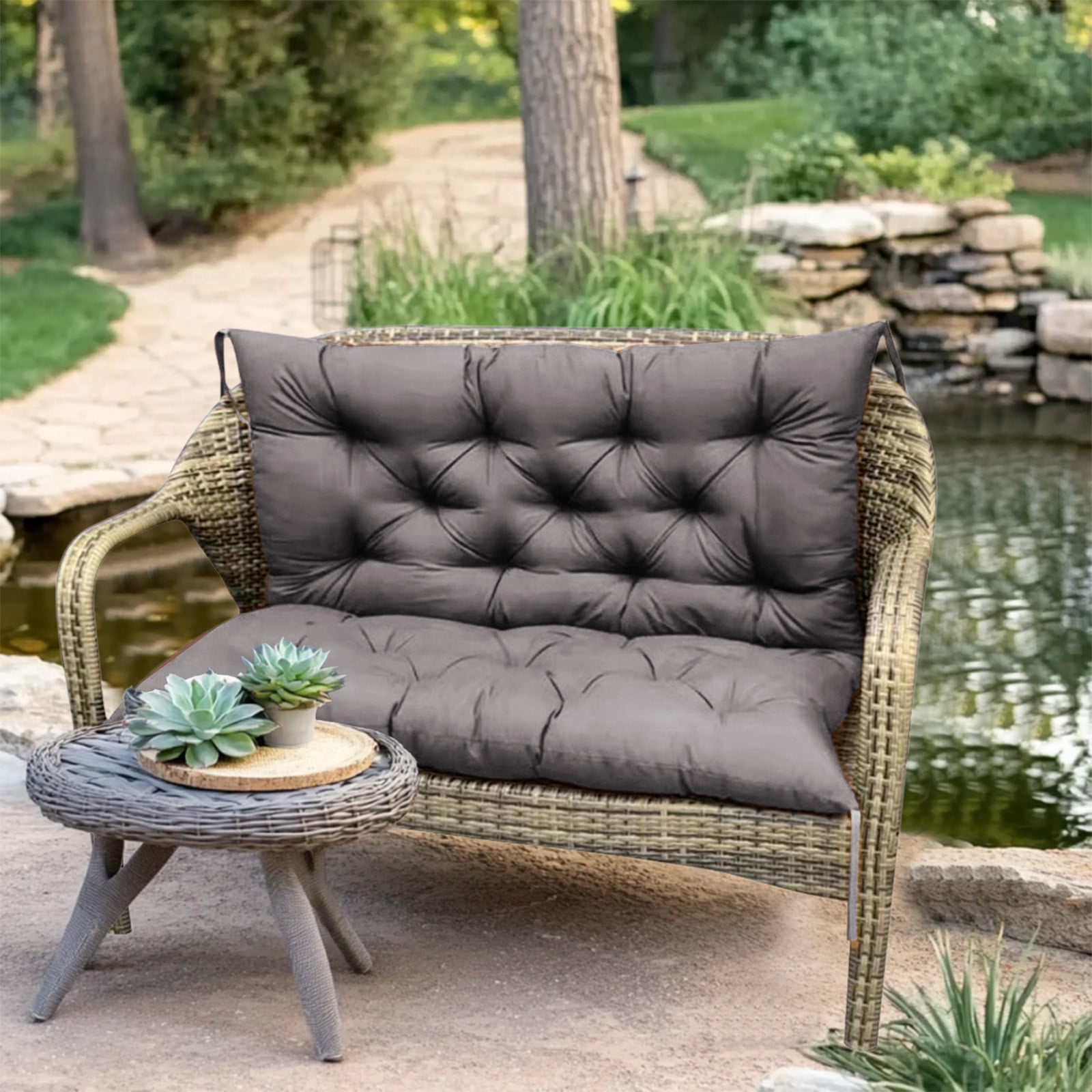 YOTQUSKI Summer Patio Cushions,Swing Cushions with Backrest, Extra Thick Removable Durable Swing Bench Cushions for Outdoor Furniture Patio Garden Backyard