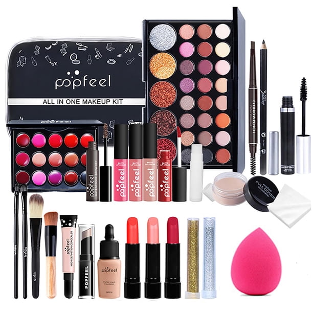 Kit de Maquillaje para Mujer Todo en Uno 27 Piezas, Kit Cosmético Completo, Set de Maquillaje para Mujer Principiante, Juegos de Maquillajes Completo Incluye Sombras de Ojos, Juego de Brill