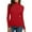 Red, variant on WREESH Womens Fashion Slim T-Shirts Turtleneck Solid Color Pullover Long Sleeve Tops Turtleneck Knitting Tshirt Slim Blouse Tops Brown