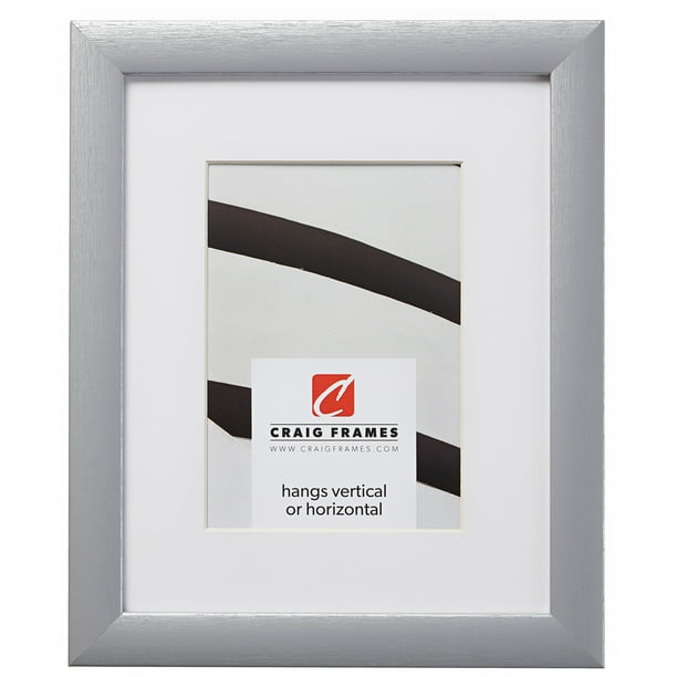 Craig Frames 23247018 11x14 inch Brushed Silver Picture Frame Matted