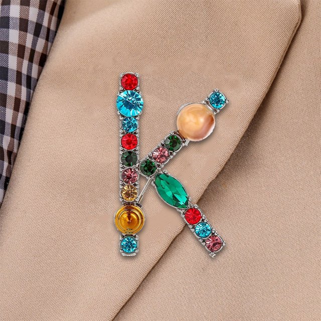 EGNMCR Room Decor Home Decor Nice Letter Brooch And Nice Colored Diamond Turquoise Brooch Letter brooch