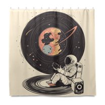 Yayeee Shower Curtain with Hooks 72"x72" Waterproof Fabric Bathroom Hanging Decor, Space Record