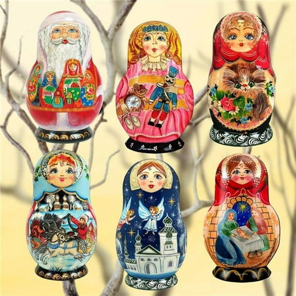 G. Debrekht 8090130C-S6 Nested Dolls Decorative Wooden Clip-on Ornaments Set of 6 by G. Debrekht - Christmas Decor