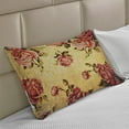 thumbnail image 2 of Rose Knitted Quilt Pillowcover, Old Fashioned Victorian Style Pattern Dramatic Color Bohemian Art Design, Standard King Size Pillow Cover for Bedroom, 36" x 20", Cream Pink Green, by Ambesonne, 2 of 2