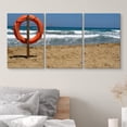 thumbnail image 3 of wall26 Canvas Print Wall Art Set Lifeguard Buoy on Sandy Beach Shoreline Ocean Nature Photography Realism Nautical Scenic Colorful Multicolor Ultra for Living Room, Bedroom, Office - 24"x36&quot, 3 of 5