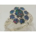 thumbnail image 2 of LBG British Made 925 Sterling Silver Synthetic Opal Triplet Womens Statement Ring - 33 size options - Size 10, 2 of 6
