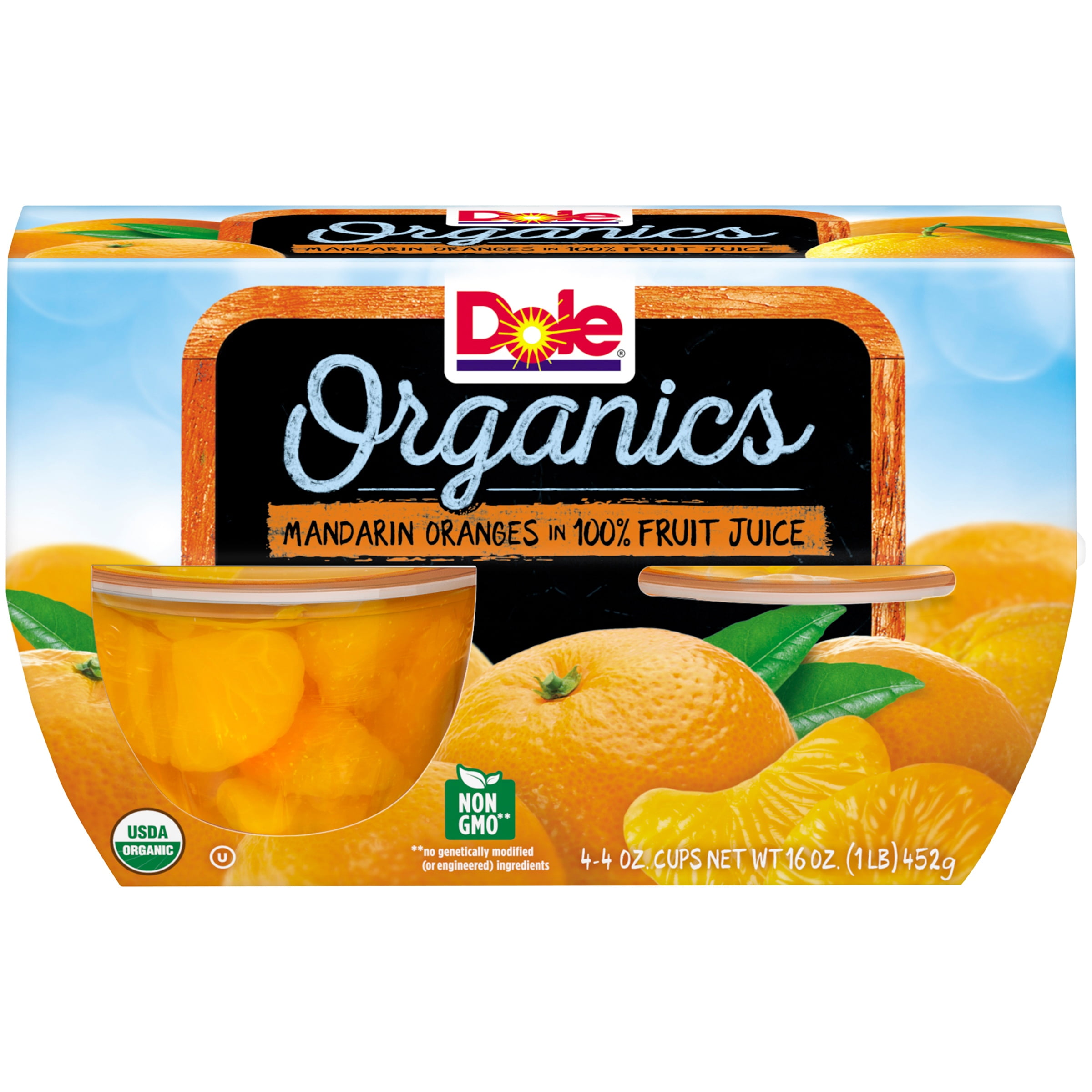 Dole® Organics Mandarin Oranges in 100 Fruit Juice 44 oz. Cups