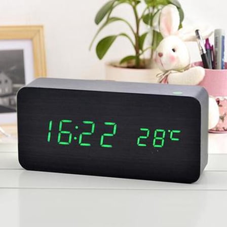 FELTECHELECTR 1Pcs Digital Alarm Clocks Living Room Digital Clock Wooden For Children With Led Display 12-Hour Mode