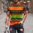 thumbnail image 2 of T-Shirt à Manches Courtes pour Hommes, Imprimé Rétro en Blocs de Couleur Col Rond Tee Décontracté, Tissu Doux pour Confort Quotidien, 2 of 5