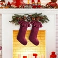 thumbnail image 4 of 2 Pack Large Velvet Christmas Stockings, 18 Inch Neutral Xmas Stockings with Ruffled Design & Hanging Loops for Fireplace Mantle, Vintage Holiday Party Decor, 4 of 6