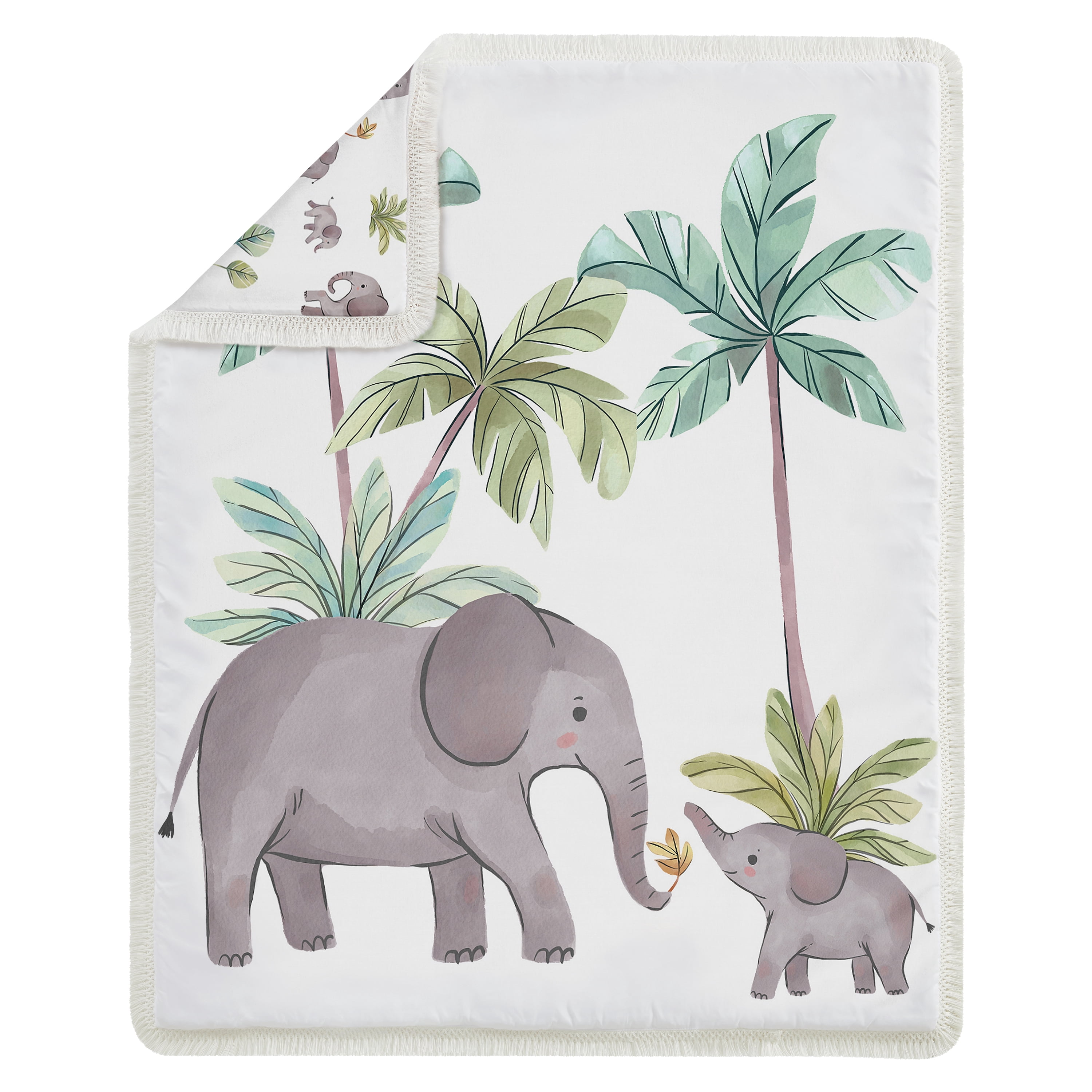 Sweet Jojo Designs Watercolor Elephants Boy, Girl, Unisex/Gender Neutral Crib Bedding + BreathableBaby Breathable Mesh Liner