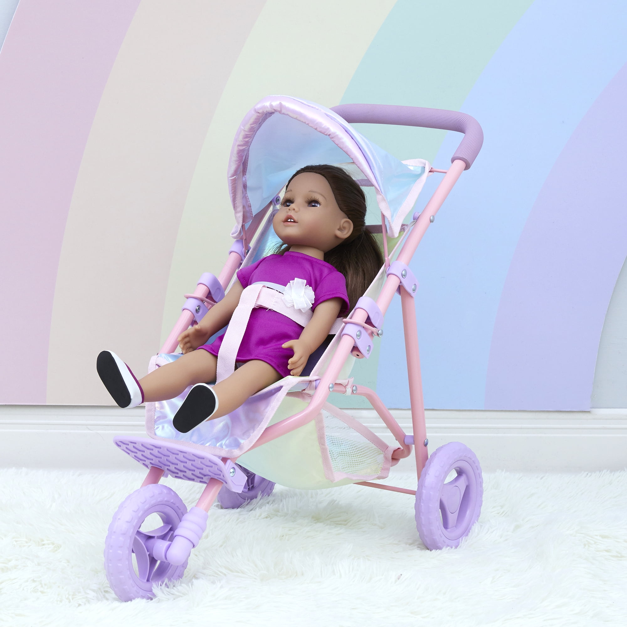Olivia's Little World Baby Doll Jogging Stroller Buggy Iridescent Color OL-00016