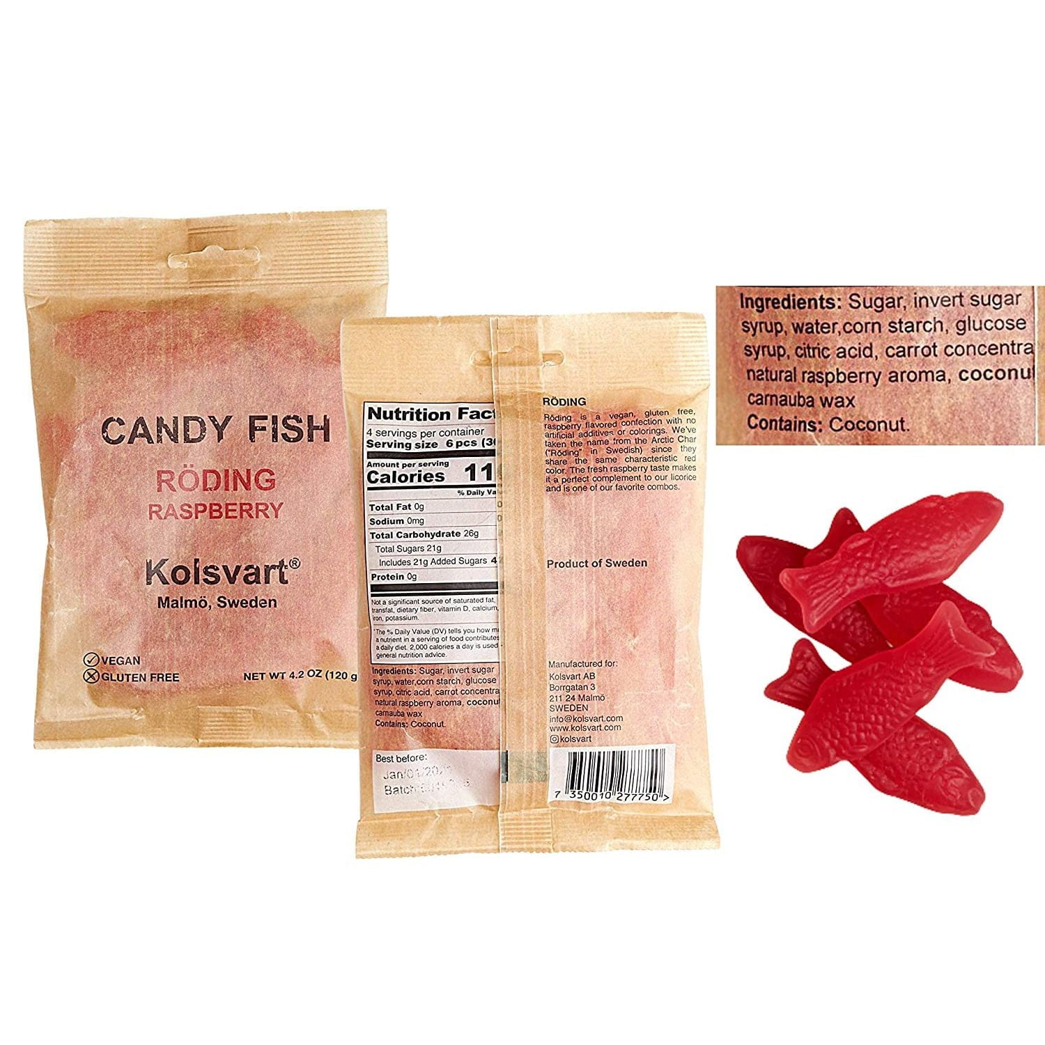 Swedish Candy Variety Pack, 4.2 Ounces - Raspberry, Blackcurrant & Raspberry, Sour Blueberry, Sour Raspberry, Elderflower (Pack of 5)