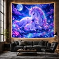 thumbnail image 6 of Pair Unicorns Adult With Smaller Foal Nestled Together, Mystical Fantasy for Space Lovers, Galaxy Room Decor, Mother's Day Gift, Tapestry Wall Hanging for Bedroom and Dorm, 6 of 7