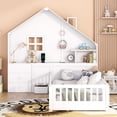 thumbnail image 2 of Harper & Bright Designs Twin Size House Bed with Storage Shelves for Boys Girls, Wood Twin Platform Bed with USB Port Sockets Window and Drawers, White, 2 of 12