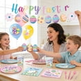 thumbnail image 1 of Decoraciones de Pascua, vajilla para 10 invitados, platos de papel, vasos, platos, globos, servilletas, pancartas, pajitas y cubiertos. Juego de cubiertos de papel., 1 of 6