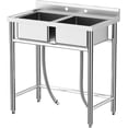 thumbnail image 1 of Évier Utilitaire en Acier Inoxydable 36x21x40 Po Certifié NSF, Autoportant, à Double Bol, Évier Commercial avec Tablette de Rangement pour Cuisine, Buanderie, Restaurant, Garage, Ferme, Extérieur, 1 of 8