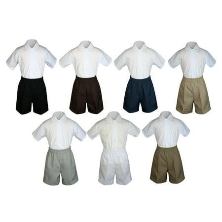 

2pc Color Formal Party Wedding Shirt Shorts Set New Born Baby Boy Toddler Sm-4T