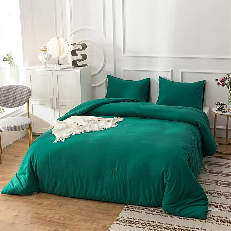 Emerald Green Comforter Set Queen Dark Bedding Sets Full Men Women Forest Quilts Blanket 3 Piece Soft Breathable With 2 Pillowcases Com Emerald Green Comforter Set Queen Dark, Emerald Green King Bedspread