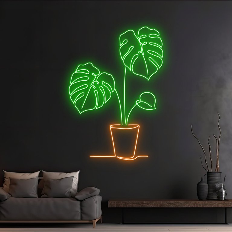 Handmadetneonsign Custom Monstera Leaf Plant Neon Light, Leaves